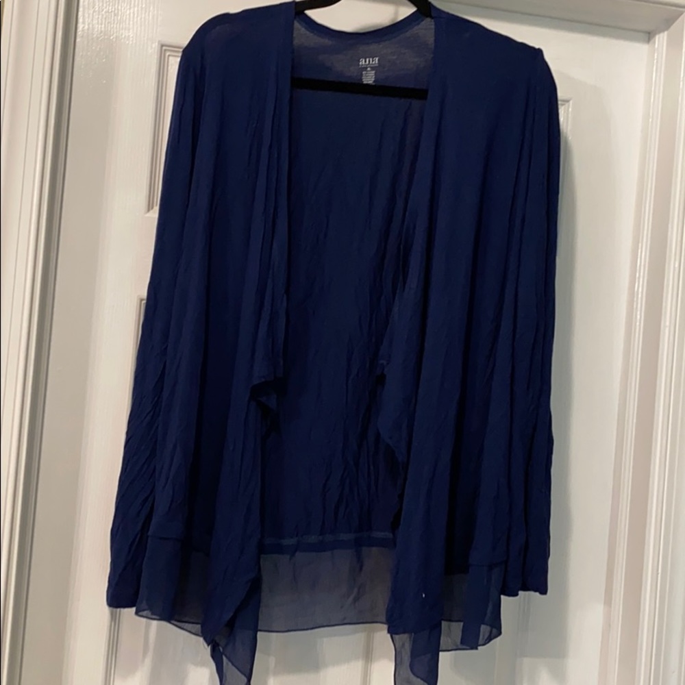 Open front cardigan with sheer detail